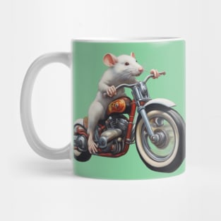 White  Rat on wheels Mug